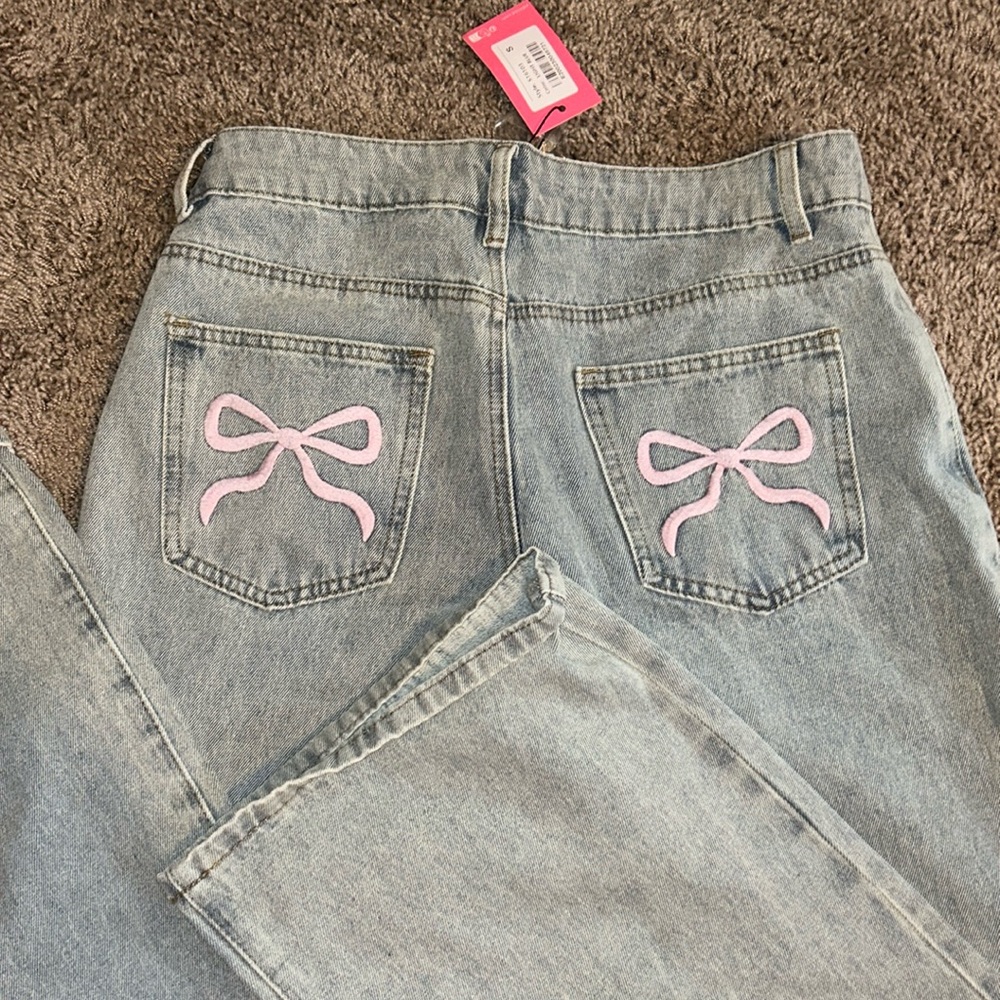 Edikted low rise bow jeans